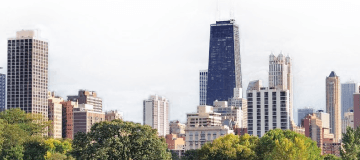 Chicago, Illinois, skyline, including the John Hancock Center